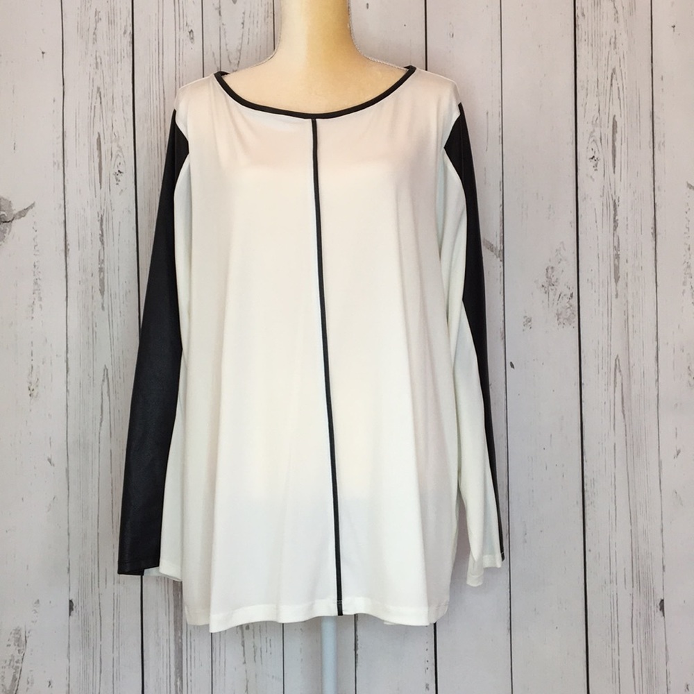Calvin Klein black and white long sleeve top